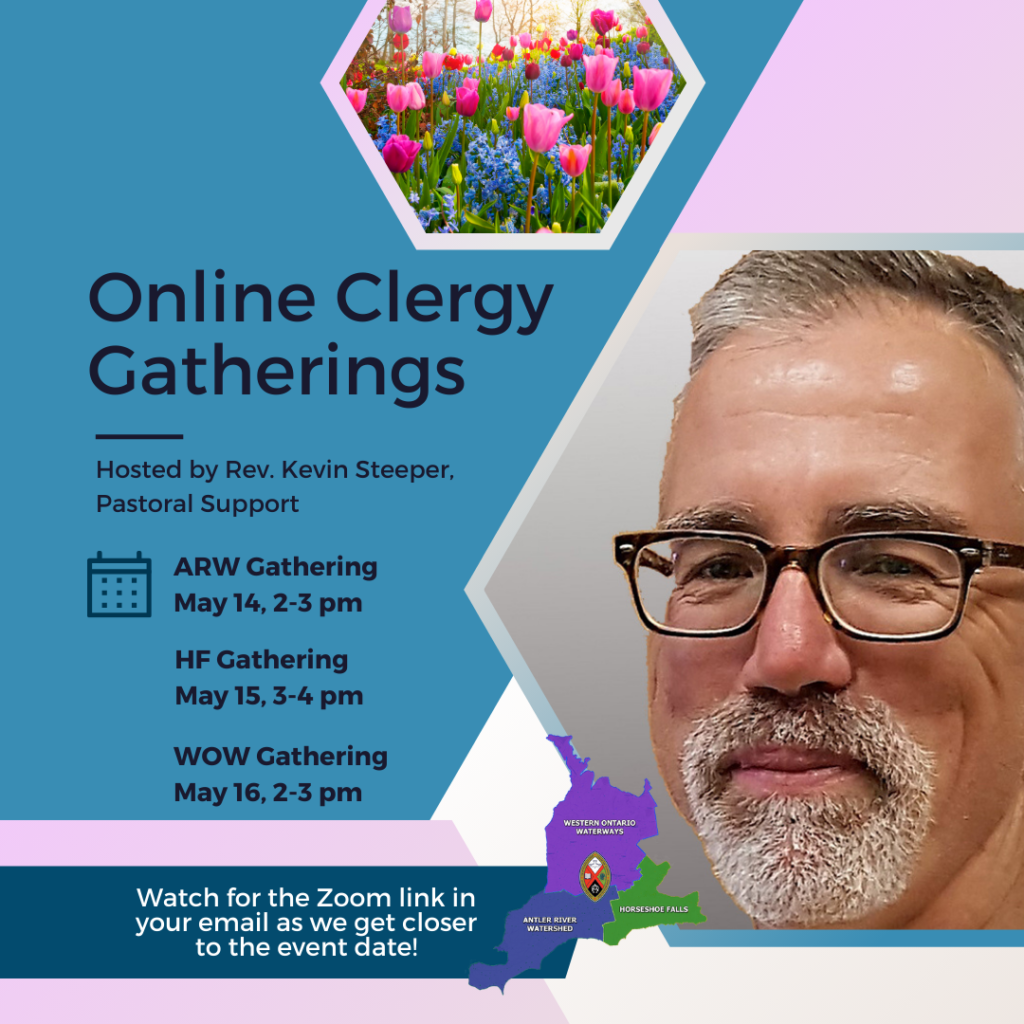 spring flowers on a blue and pink backgroun with a man wearing glasses and a grey beard
