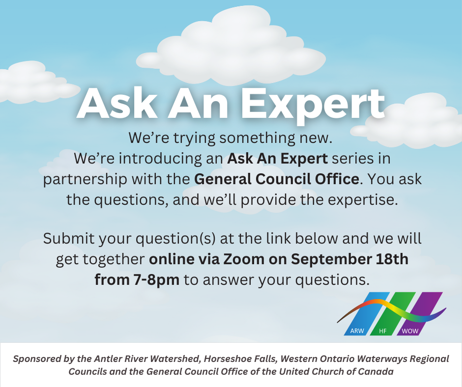 ask an expert even poster in the background is a blue sky with white puffy clouds