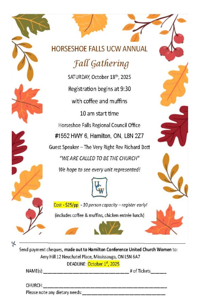 fall leaves in orange, red, and green around black and orange text